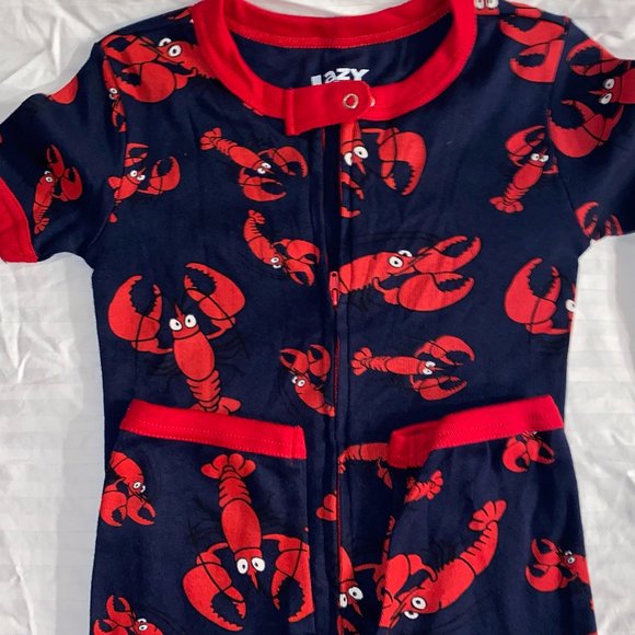 Lazy One Other - NWOT LAZY ONE PJ'S KIDS ONE PIECE PAJAMAS UNION SUIT LOBSTER THEME 100% COTTON
